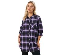 Yours Curve Check Boyfriend Shirt - Women's - Plus Size Curve Purple