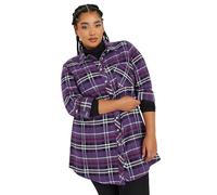 Yours Curve Check Brushed Shirt - Women's - Plus Size Curve Purple