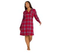 Yours Curve Check Button Through Soft Touch Nightdress - Women's - Plus Size Curve Red