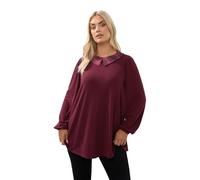 Yours Curve Check Collar Ribbed Top - Women's - Plus Size Curve Red