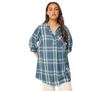 Yours Curve Check Overhead Shirt - Women's - Plus Size Curve Blue