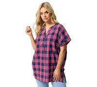 Yours Curve Check Pleated Top - Women's - Plus Size Curve Pink