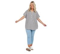 Yours Curve Check Print Textured Blouse - Women's - Plus Size Curve Grey