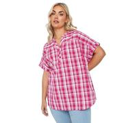 Yours Curve Check Print Textured Blouse - Women's - Plus Size Curve Pink