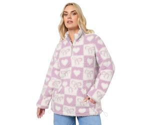 Yours Curve Check Quarter Zip Fleece Jacket - Women's - Plus Size Curve