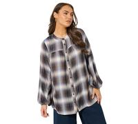 Yours Curve Check Shirred Panel Blouse - Women's - Plus Size Curve Brown