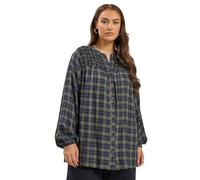 Yours Curve Check Shirred Panel Blouse - Women's - Plus Size Curve Green