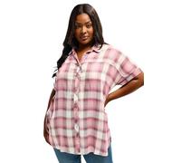 Yours Curve Check Short Sleeve Shirt - Women's - Plus Size Curve Pink