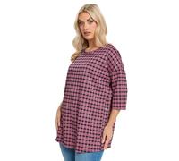 Yours Curve Check Side Button Top - Women's - Plus Size Curve Pink