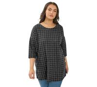 Yours Curve Check Side Button Top - Women's - Plus Size Curve Black