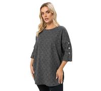 Yours Curve Check Soft Touch Button Top - Women's - Plus Size Curve Grey