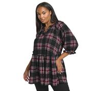 Yours Curve Check Textured Peplum Top - Women's - Plus Size Curve Black