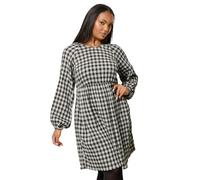 Yours Curve Check Textured Smock Dress - Women's - Plus Size Curve Black