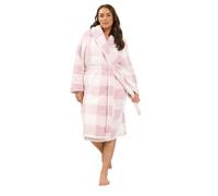 Yours Women's Checked Collared Robe in Pink | Size: 26/28