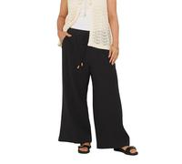Yours Curve Cheesecloth Beaded Wide Leg Trousers - Women's - Plus Size Curve Black