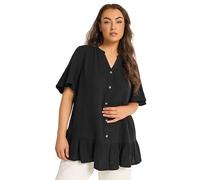 Yours Curve Cheesecloth Button Through Top - Women's - Plus Size Curve Black