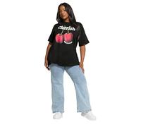 Yours Curve 'Cherish' Cherry Slogan T-Shirt - Women's - Plus Size Curve Black