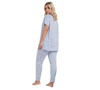 Yours Curve Cherry Bow Print Pyjama Set - Women's - Plus Size Curve Light Blue