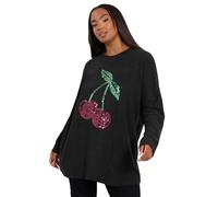 Yours Curve Cherry Sequin Embellished Jumper - Women's - Plus Size Curve Black
