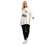 Yours Curve Cherry Sequin Embellished Jumper - Women's - Plus Size Curve Cream