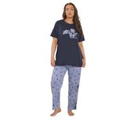 Yours Women's Shell Graphic Stripe Pyjama Set in Dark Blue | Size: 22-24 Yours Dark Blue 22-24