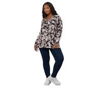 Yours Curve Chocolate Abstract Print Ribbed Henley Top - Women's - Plus Size Curve