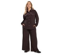 Yours Curve Chocolate Brown Carpenter Corduroy Trousers - Women's - Plus Size Curve