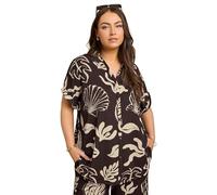 Yours Curve Chocolate Brown Seashell Print Textured Shirt - Women's - Plus Size Curve
