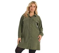 Yours Women's Button Through Corduroy Dress in Light Khaki | Size: 26/28