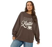 Yours Women's 'Cafe Latte' Sweatshirt in Chocolate | Size: 22-24 Yours Chocolate 22-24