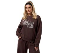 Yours Curve Chocolate 'Chicago' Slogan Sweatshirt - Women's - Plus Size Curve