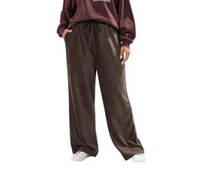 Yours Curve Chocolate Cord Drawstring Wide Leg Trousers - Women's - Plus Size Curve