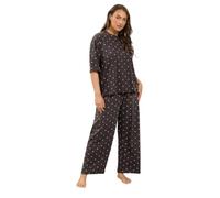Yours Women's Cotton Polka Dot Pyjama Set in Chocolate | Size: 22-24 Yours Chocolate 22-24
