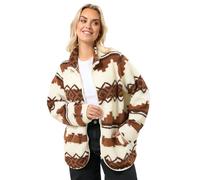 Yours Curve Chocolate Fairisle Borg Fleece Jacket - Women's - Plus Size Curve
