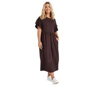 Yours Curve Chocolate Frill Cotton Maxi Dress - Women's - Plus Size Curve