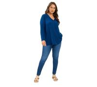 Yours Women's Henley Swing Top in Blue | Size: 18