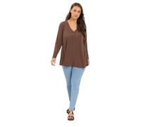 Yours Curve Chocolate Henley Swing Top - Women's - Plus Size Curve