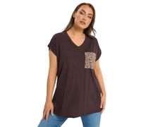 Yours Curve Chocolate Leopard Print Pocket T-Shirt - Women's - Plus Size Curve