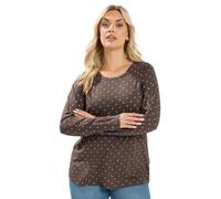 Yours Curve Chocolate Polka Dot Long Sleeve Top - Women's - Plus Size Curve