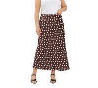 Yours Women's Polka Dot Maxi Satin Skirt in Chocolate | Size: 20