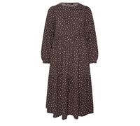 Yours Curve Chocolate Polka Dot Textured Midi Dress - Women's - Plus Size Curve