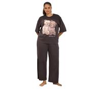 Yours Women's 'Snuggle Up' Teddy Print Pyjama Set in Chocolate | Size: 22-24 Yours Chocolate 22-24