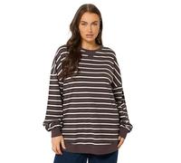 Yours Curve Chocolate Stripe Balloon Sleeve Top - Women's - Plus Size Curve