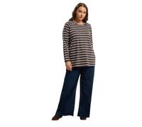 Yours Curve Chocolate Stripe Long Sleeve Ringer Top - Women's - Plus Size Curve