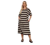 Yours Curve Chocolate Stripe Oversized Pocket Detail Midi Dress - Women's - Plus Size Curve