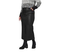 Coated Split Hem Midaxi Skirt Yours Black 26-28