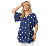 Yours Curve Cobalt Blue Polka Dot Pleat Front Top - Women's - Plus Size Curve