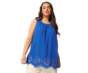Yours Curve Cobolt Blue Broderie Anglaise Vest Top - Women's - Plus Size Curve