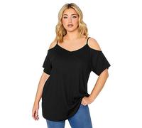 Yours Curve Cold Shoulder T-Shirt - Women's - Plus Size Curve Black