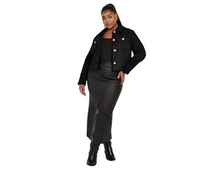 Yours Curve Collared Boucle Jacket - Women's - Plus Size Curve